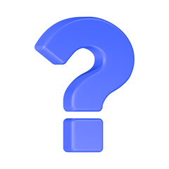 question mark 3d rendering icon blue color