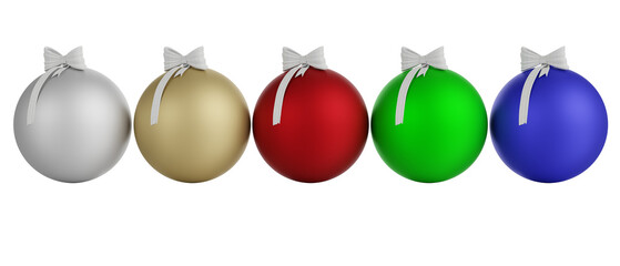 PNG. Trasparente. Serie di palle dell'albero di Natale decorate su sfondo trasparente.