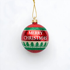 christmas ball on white background with text of Christmas