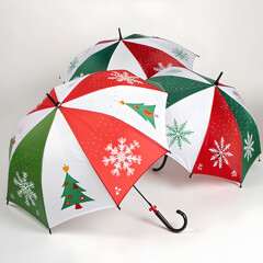 colorful Christmas  umbrellas on a white background