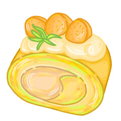 Banana Roll Cake Illustration Sweet Dessert Pastry Clipart