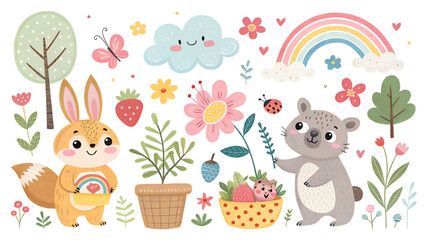 Obraz premium easter bunny with easter eggs