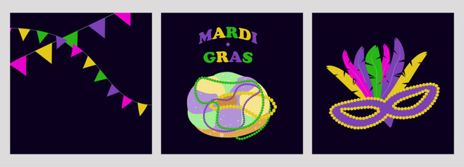 Carnival mardi gras party Set Artboard Design. For festival branding event promotion party invitation and creative graphic design project. Vector illustration