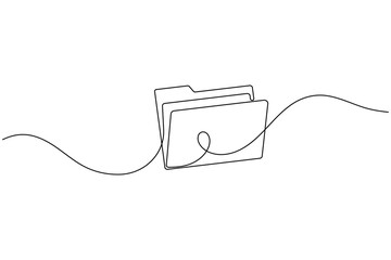 Obraz premium Continuous line drawing of a folder for document organization