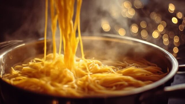 Golden melted cheese strands lift from glossy pasta in a hot skillet, inviting appetite for a feast!