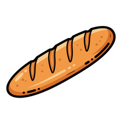 Illustration of a freshly baked baguette loaf with golden crust and crisp