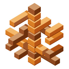 stack of bricks isolated on white background