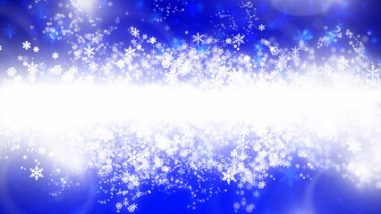 雪の降っている風景_Blue_コピースペース