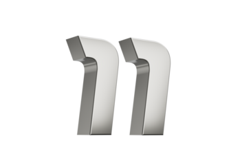 3d Silver number 11 Eleven sleek metallic look with a slight shadow effect, 3d illustration