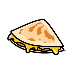 Digital illustration of a cheesy and savory quesadilla with melted cheese and