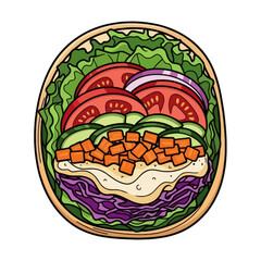 Colorful Fresh Vegetable Salad in a Rustic Wooden Bowl emphasizing healthy