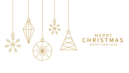 Luxury gold geometric Christmas ornaments vector, Merry Christmas card template