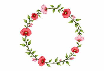 Delicate floral wreath in vibrant pink and green hues, expertly designed to encircle and highlight special event announcements with a touch of elegance and nature