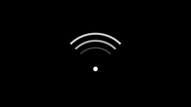 a biue wifi icon concept loop animation video with alpha channel.4k video concept