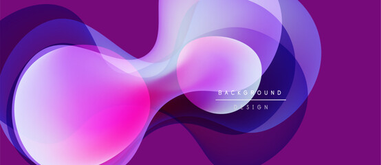 Abstract fluid shapes, vibrant purple hues, modern design. Smooth gradients create dynamic visual flow, elegant composition.
