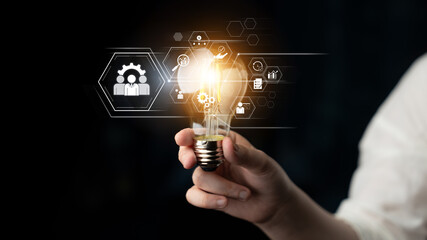 Business management system showing teamwork, productivity, and planning. Management supports goal, management tracks progress, management improves teamwork, and enhances productivity. Latch