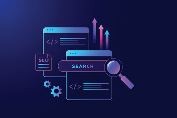 Digital marketing seo analysis and growth with search engine optimization strategy.