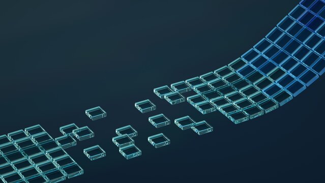 Computer data center, database, data transfer. Online banking. Money, financial, computer protection concept. Blockchain, DeFi, Information security, cyber security. 3D render	
