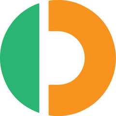  flat D letter logo, bold semi-circle design, abstract monogram with geometric cut, white background, clean modern vector, simple but unique branding symbol