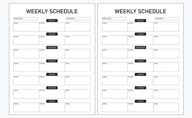 weekly schedule book design for pod 