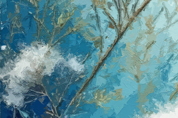 Various oil paintings, flowers, chrysanthemums, streams, plum blossom scenery, snow scenery, butterflies