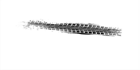 Tire track. Car, bike, motorcycle tyre mark with grunge effect isolated on white background. Wheel footprint on the road. Top view of rubber protector mark