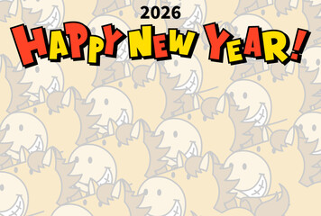 Fototapeta premium 2026年午年 年賀状テンプレート（馬のキャラクターN）