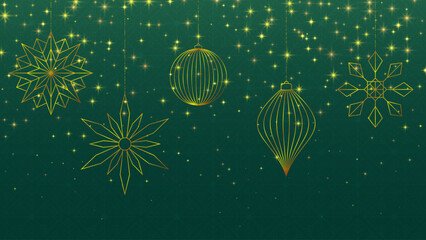 Golden Christmas Ornaments Hanging Vector Illustration