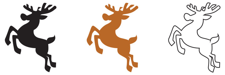 Obraz premium Christmas reindeer icon for sticker, holidays, Christmas, Happy New year, season's greetings card. Vector illustration . isolated on white background. EPS10