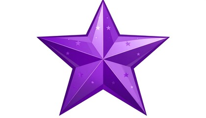 A five-pointed, purple star with lighter purple star designs scattered across its surface, set on a white background