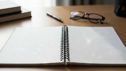 Open Notebook and Writing Tools on a Wooden Desk