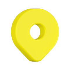 3d rendering icon pin location yellow color