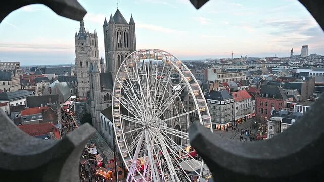 Christmas Market in Ghent from Above