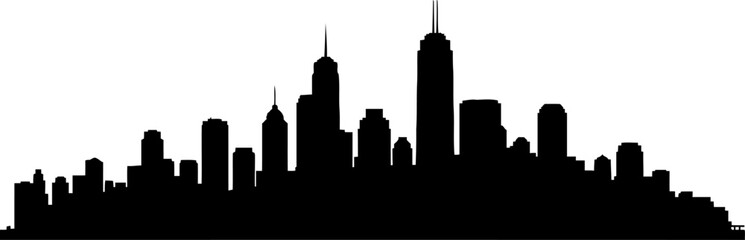 Obraz premium architectural symphony silhouetted towers crafting tomorrows dynamic horizon, isolated on transparent background