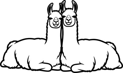 Naklejka premium highland harmony a paired outline capturing companionable spirit and gentle serenity, isolated on transparent background