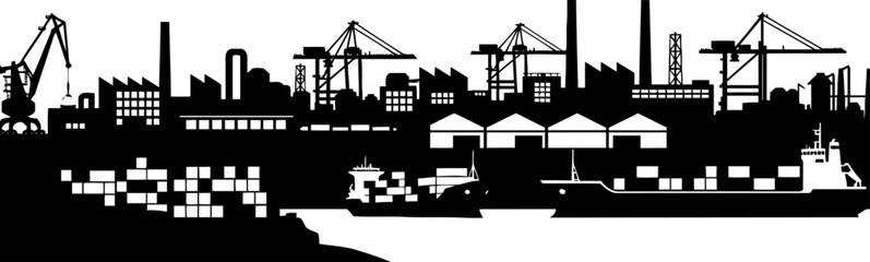 Obraz premium industrial horizon the dynamic nexus of global trade and supply, isolated on transparent background