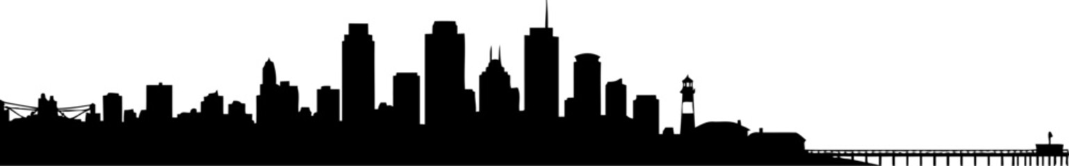 Obraz premium metropolitan edge where the bustle of the city meets ocean serenity, isolated on transparent background