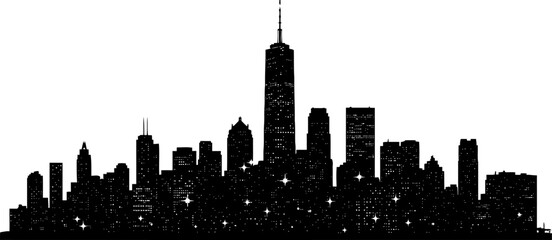 metropolitan dreams a luminous silhouette of urban ambition and modern horizons, isolated on transparent background
