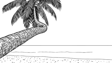 paradise found engraved oasis where palm meets shoreline grace, isolated on transparent background