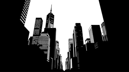 skyward symphony monochromatic grandeur of a citys vertical ascent, isolated on transparent background