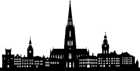 Fototapeta premium spire and stone europes enduring legacy, silhouetted against times canvas, isolated on transparent background