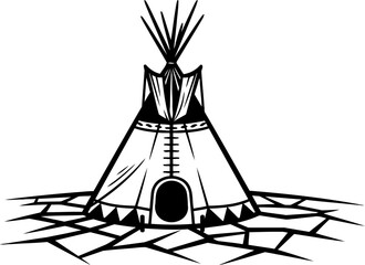 Fototapeta premium whispers of resilience indigenous shelter enduring the arid embrace of time, isolated on transparent background