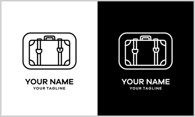 Minimalist Briefcase Logo Icon Design. Travel Business Luggage Outline Symbol Template logo design.