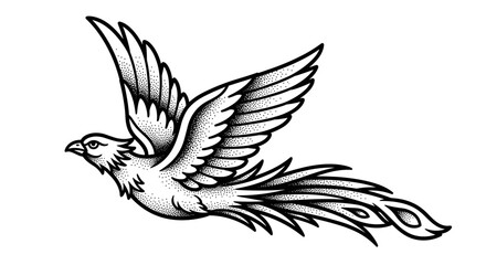 Fototapeta premium Stylized illustration of a mythical bird in flight.