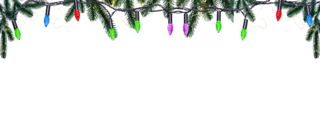 Festive Garland with Illuminated Colorful Lights on a Dark Background on a transparent background