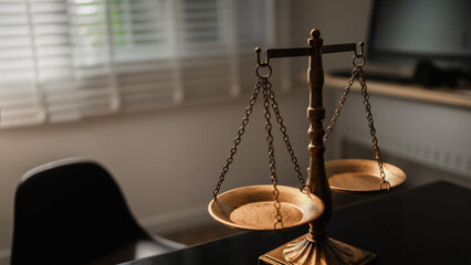 Symbolizing fairness in the digital age, these brass scales of justice represent expert legal counsel across international trade, cyber security, data protection laws to safeguard global human rights