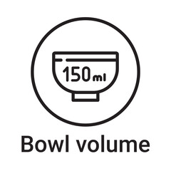Bowl volume icon. Vector line symbol for a website, product card, presentation and mobile app, packaging or instruction. Editable outline sign