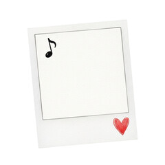 Instant Memory Frame with Music Note and Heart Icon - Blank Polaroid Photo for Creative Design, Love Song, Retro Snapshot