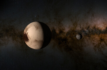 Pluto with charon - closeup view 3d illustration © LASZLO