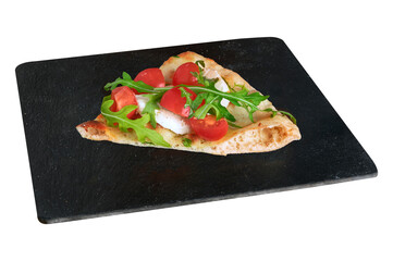 Trancio di pizza  crodaiola su tagliere in pietra